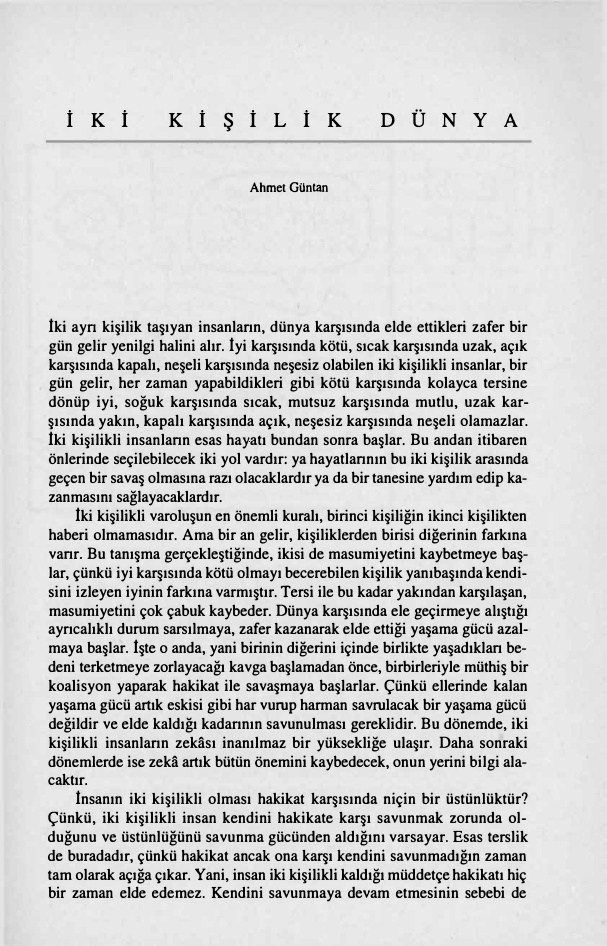 İki Kişilik Dünya PDF – Ahmet Güntan