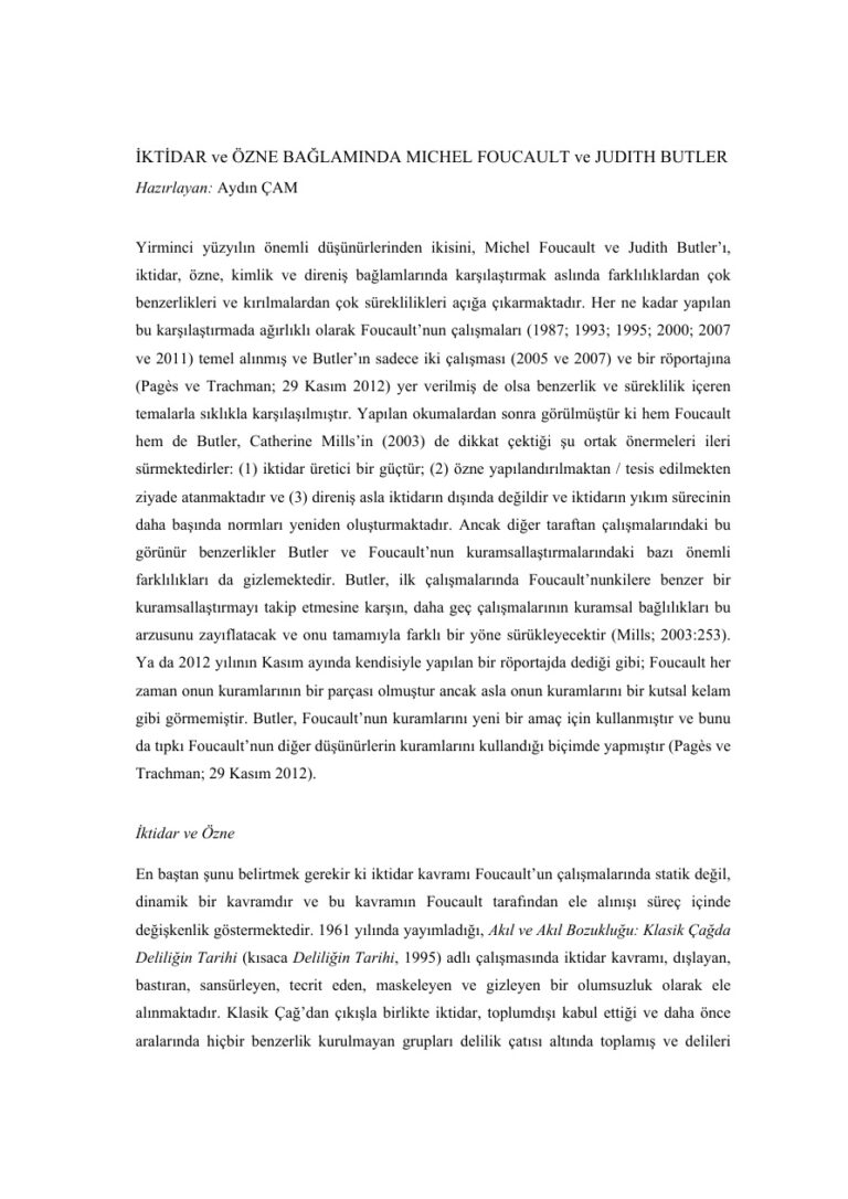 İktidar ve Özne Bağlamında Michel Foucault ve Judith Butler Kitap Kapağı