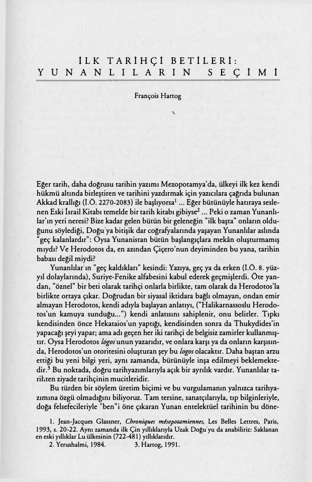 İlk Tarihçi Betileri Yunanlıların Seçimi PDF – François Hartog