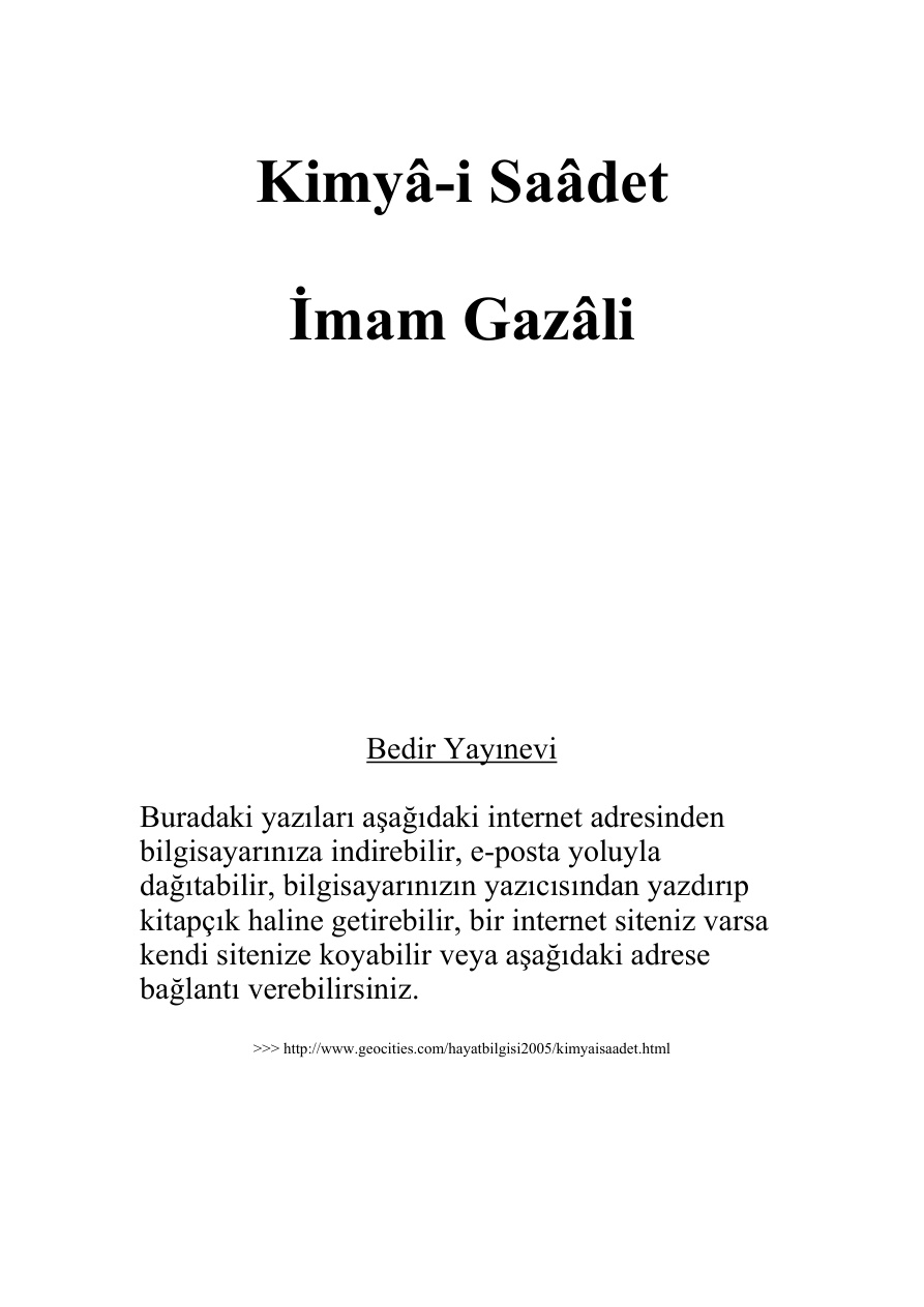 Kimya-i Saadet PDF – İmam Gazali