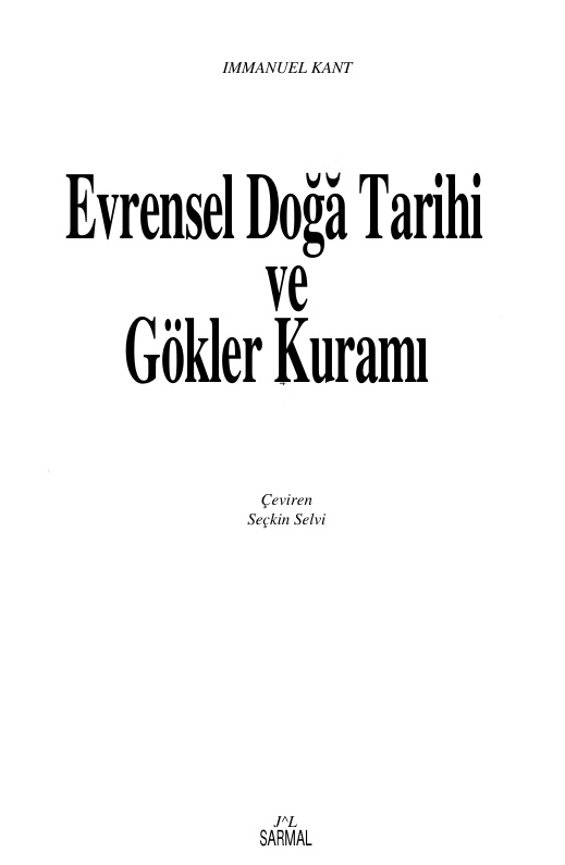 Evrensel Doğa Tarihi ve Gökler Kuramı PDF – Immanuel Kant