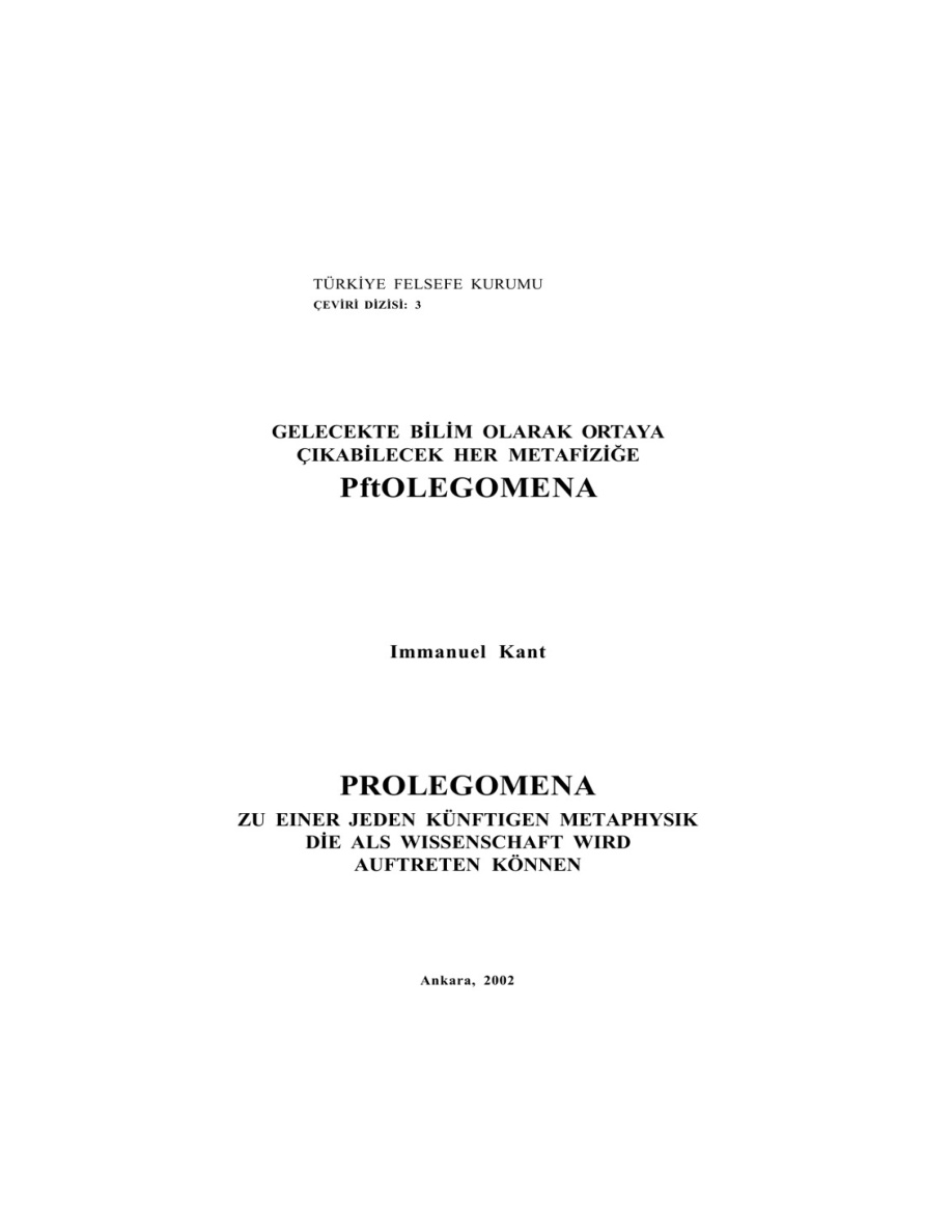 Prolegomena PDF – Immanuel Kant