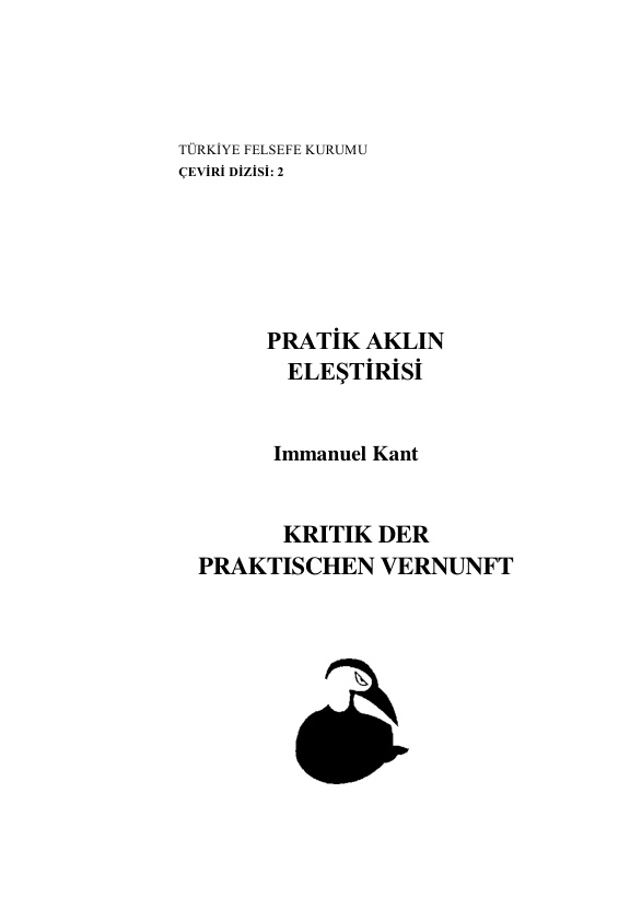 Pratik Aklın Eleştirisi PDF – Immanuel Kant