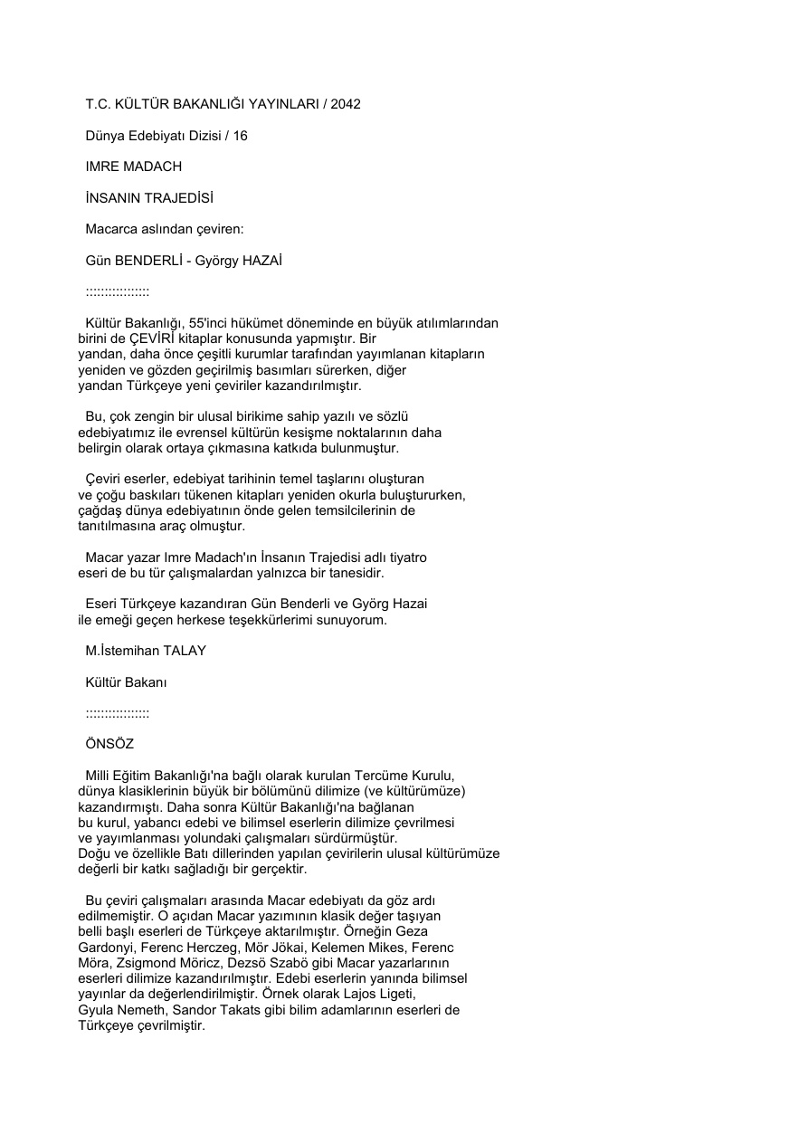 İnsanın Trajedisi PDF – Imre Madach