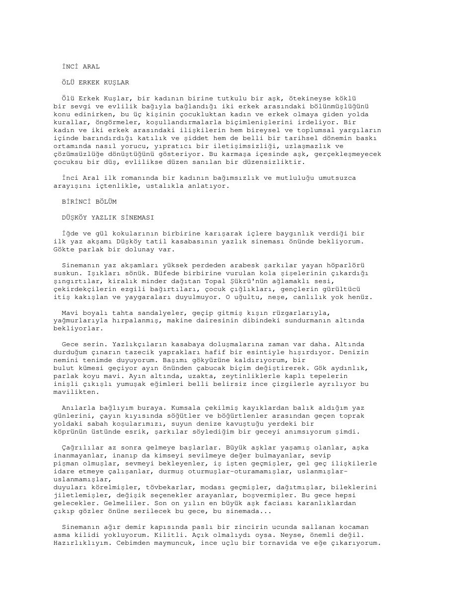 Ölü Erkek Kuşlar PDF – İnci Aral