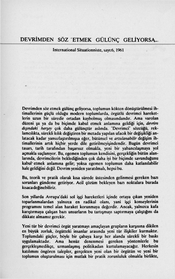 International Situationniste Sayı 6 – Devrimden Söz Etmek PDF – Nurdan Gürbilek (Çeviri/Sunuş)