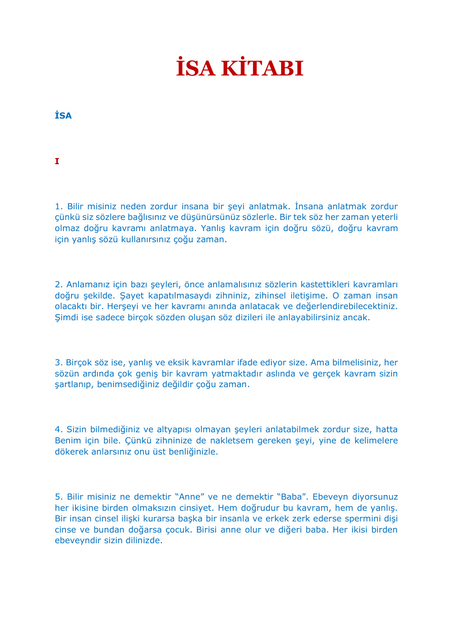 İsa Kitabı PDF – Bilinmiyor / Kutsal Metin