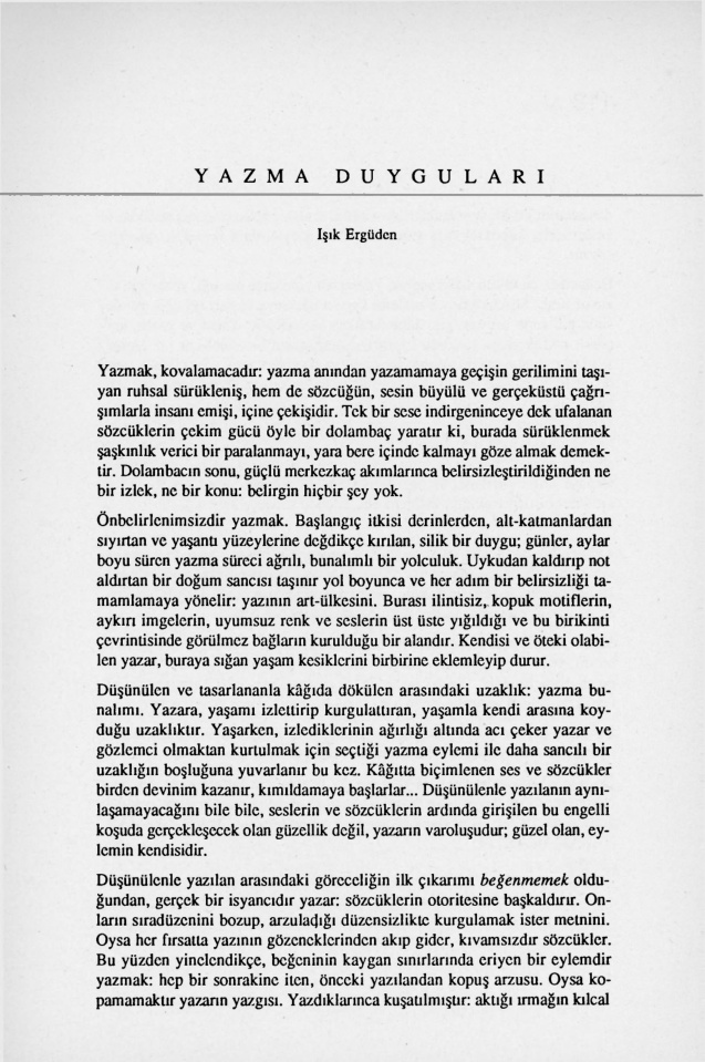 Yazma Duyguları PDF – Işık Ergüden