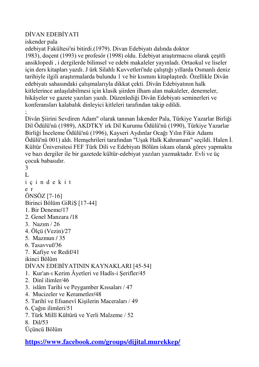 Divan Edebiyatı PDF – İskender Pala
