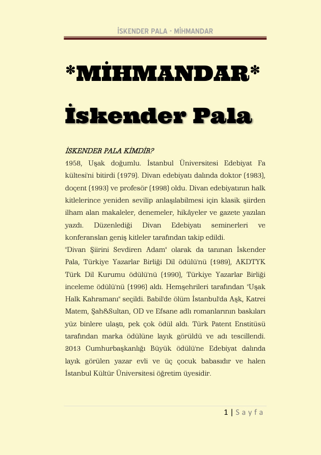 Mihmandar PDF – İskender Pala