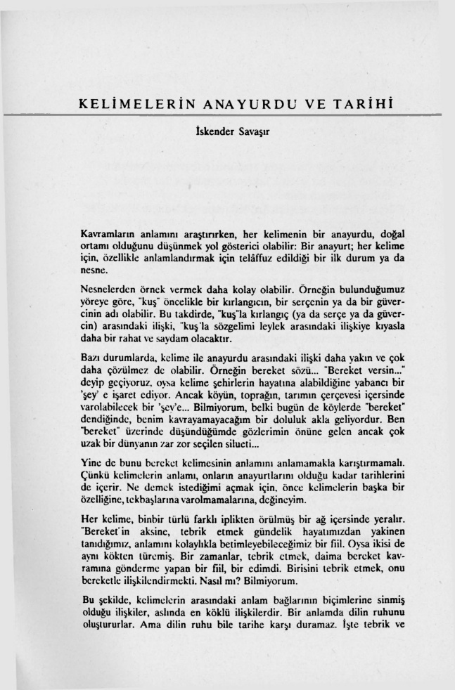 Kelimelerin Anayurdu ve Tarihi PDF – İskender Savaşır