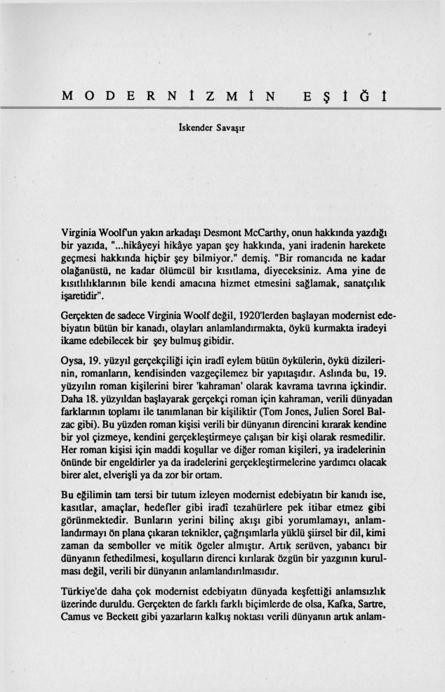 Modernizmin Eşiği PDF – İskender Savaşır