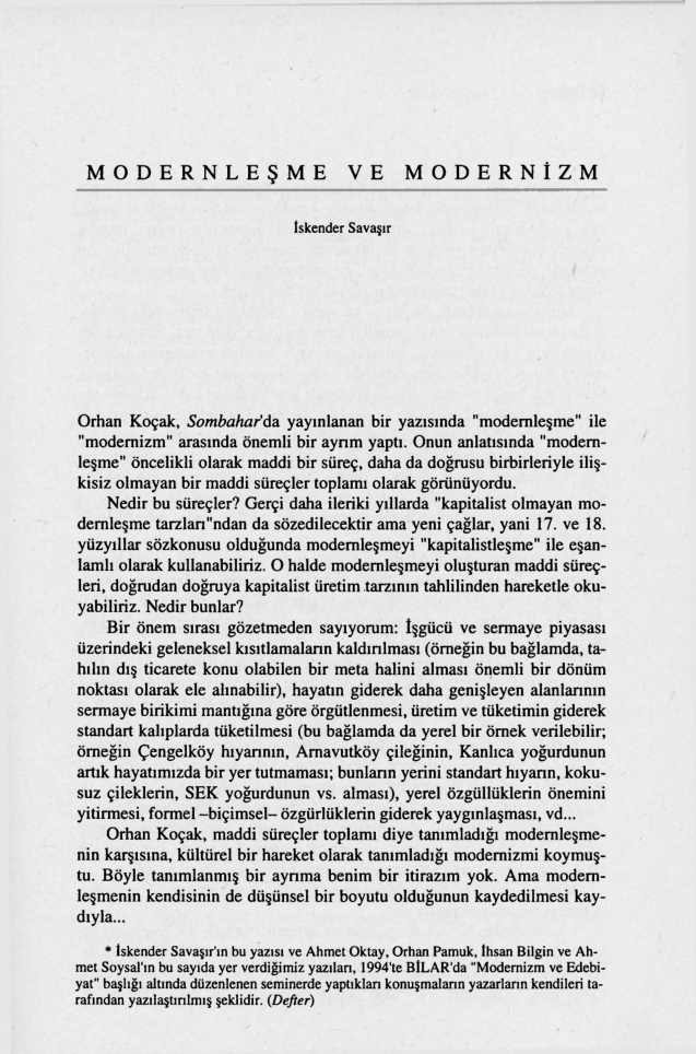 Modernleşme ve Modernizm PDF – İskender Savaşır