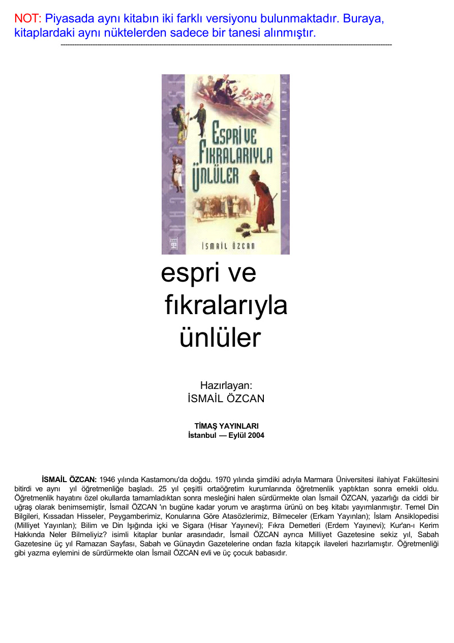 Espri ve Fıkralarıyla Ünlüler PDF – İsmail Özcan