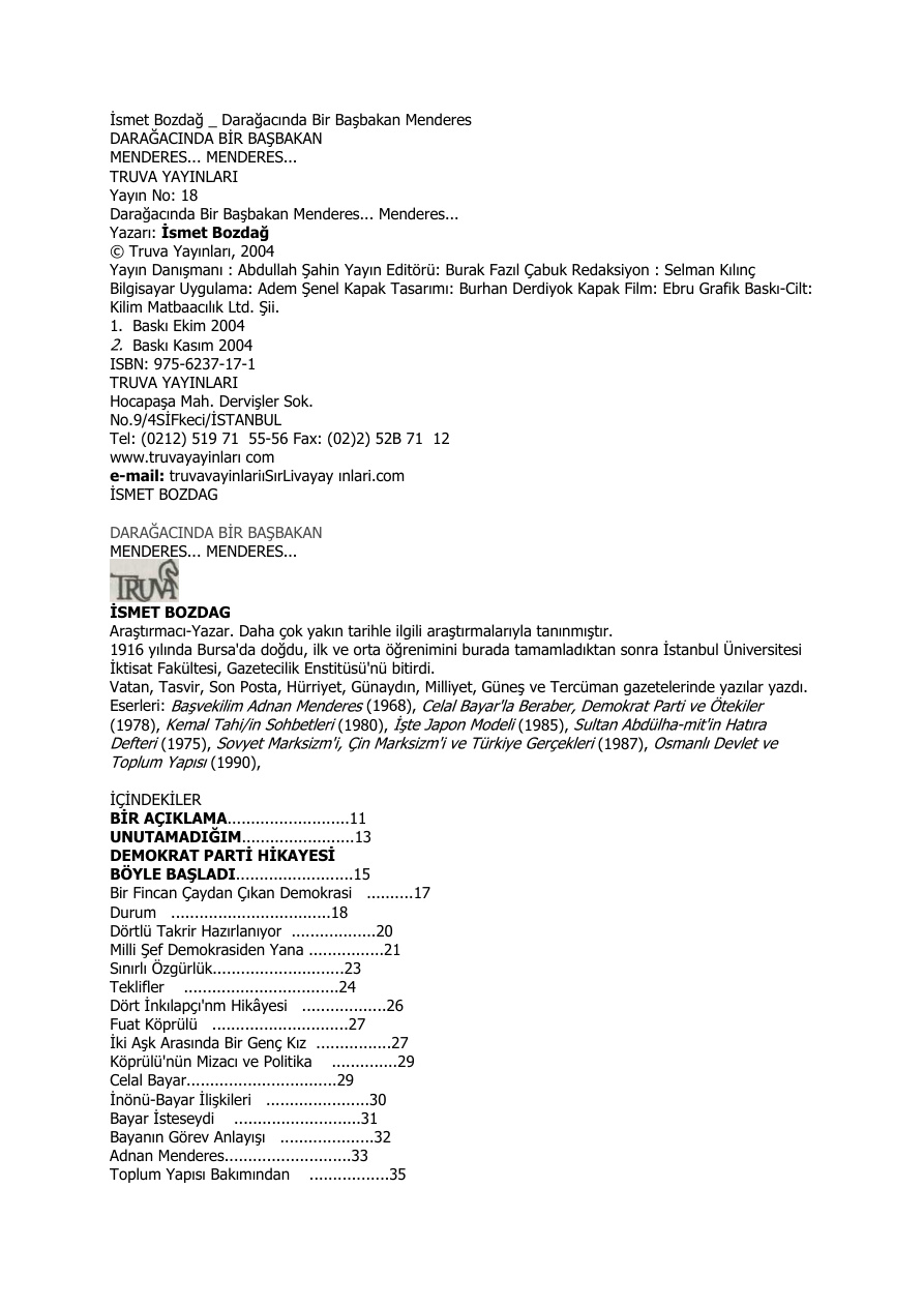Darağacında Bir Başbakan: Menderes PDF – İsmet Bozdağ