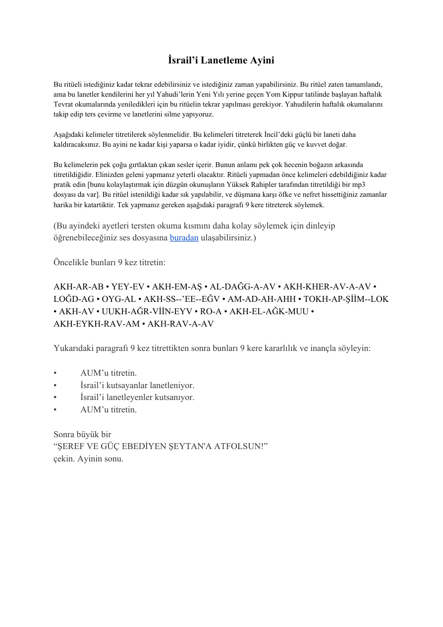 İsrail’i Lanetleme Ayini PDF – Bilinmiyor / Kolektif