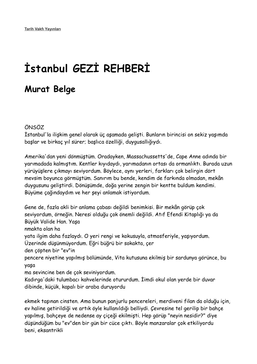 İstanbul Gezi Rehberi PDF – Murat Belge