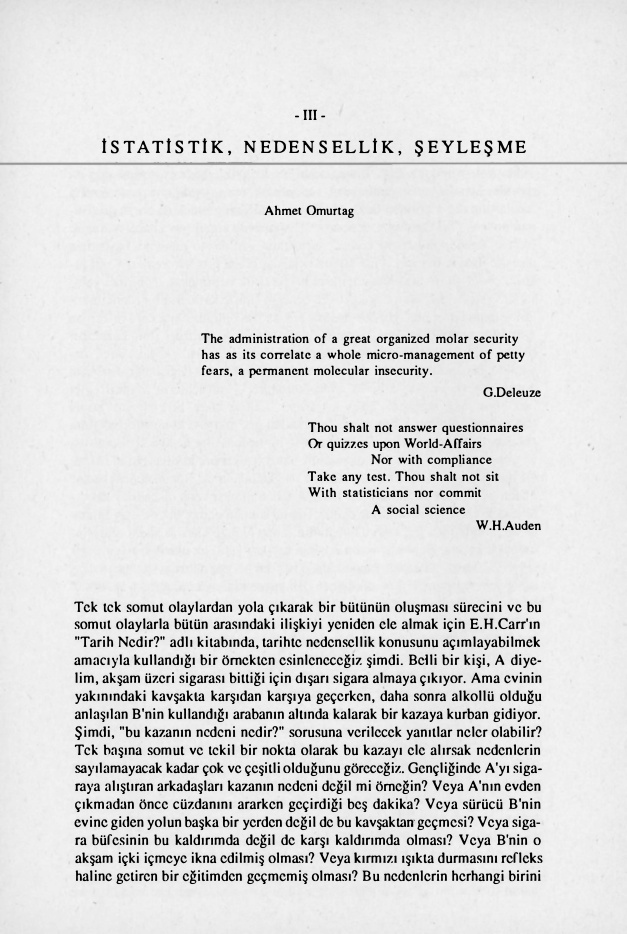 İstatistik, Nedensellik, Şeyleşme PDF – Ahmet Omurtag