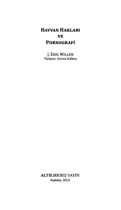Hayvan Hakları ve Pornografi PDF – J. Eric Miller