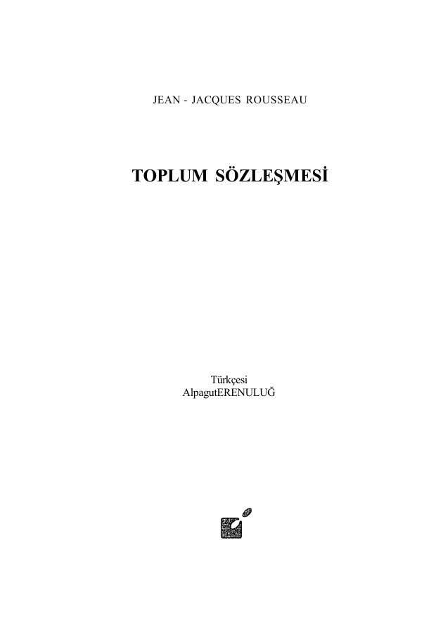 Toplum Sözleşmesi PDF – Jean-Jacques Rousseau
