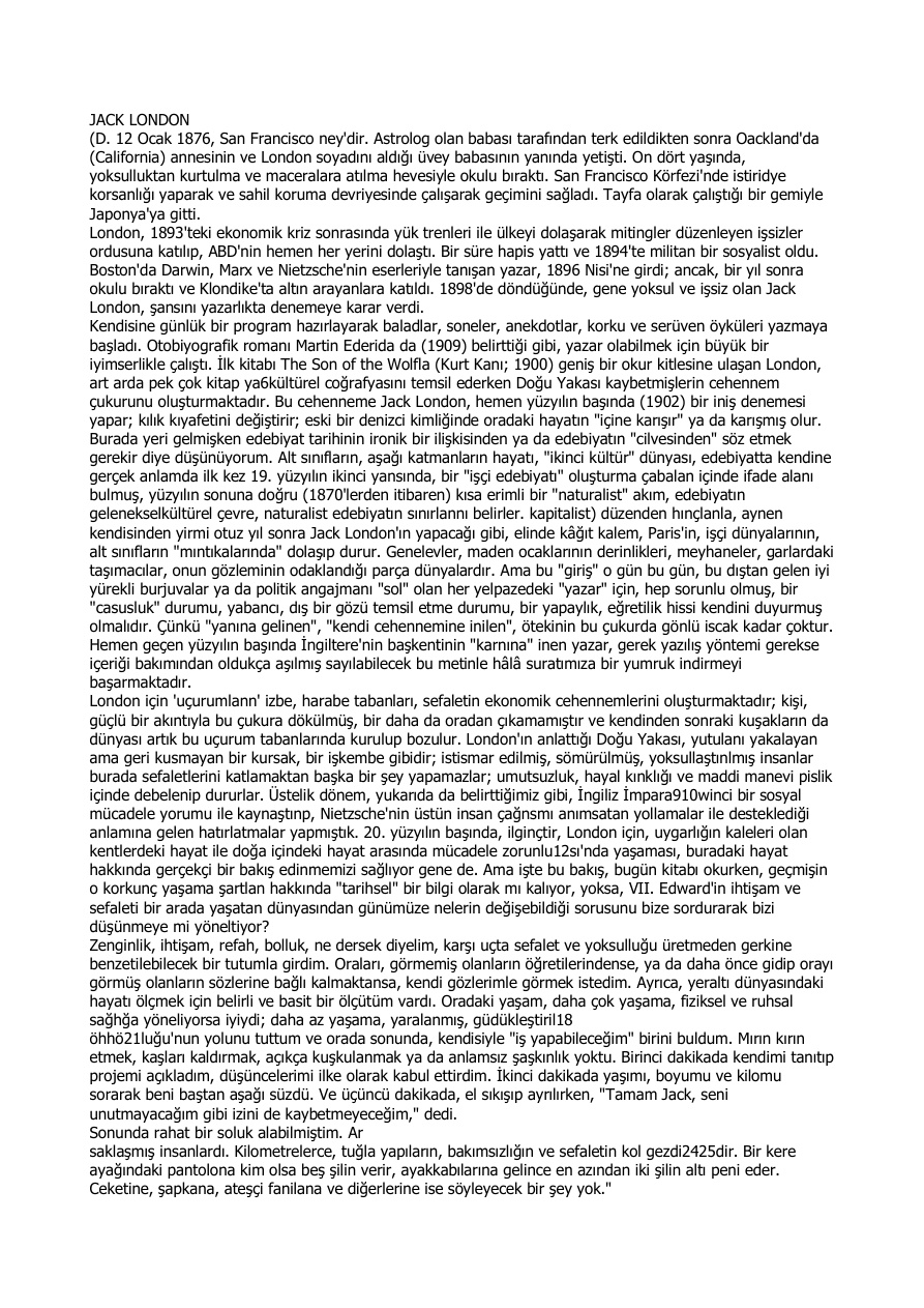 Uçurum İnsanları PDF – Jack London