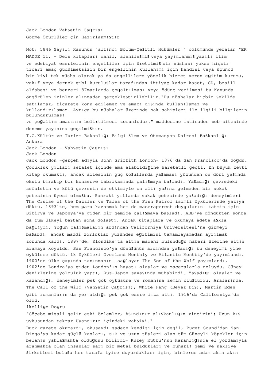 Vahşetin Çağrısı PDF – Jack London