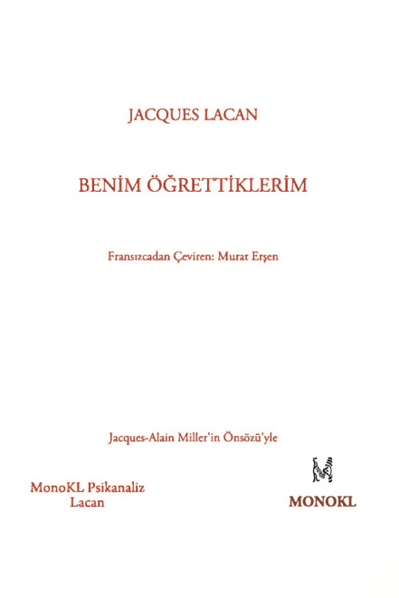 Benim Öğrettiklerim PDF – Jacques Lacan