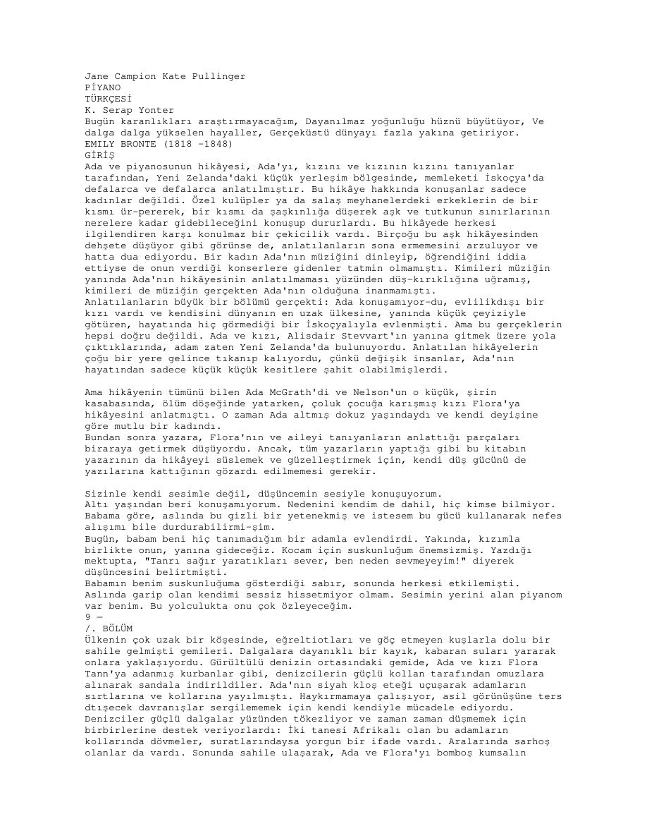 Piyano PDF – Jane Campion, Kate Pullinger