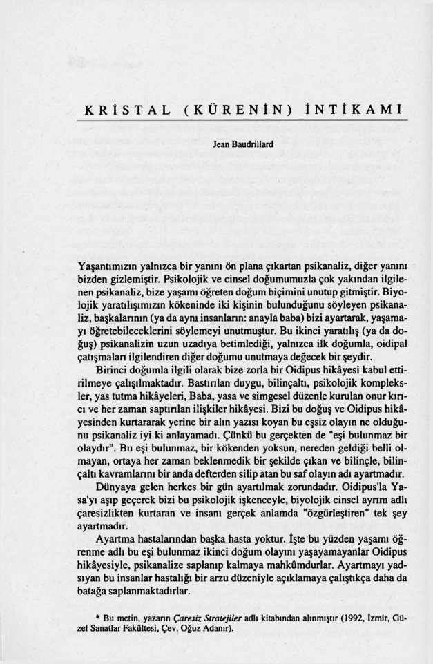 Kristal (Kürenin) İntikamı PDF – Jean Baudrillard