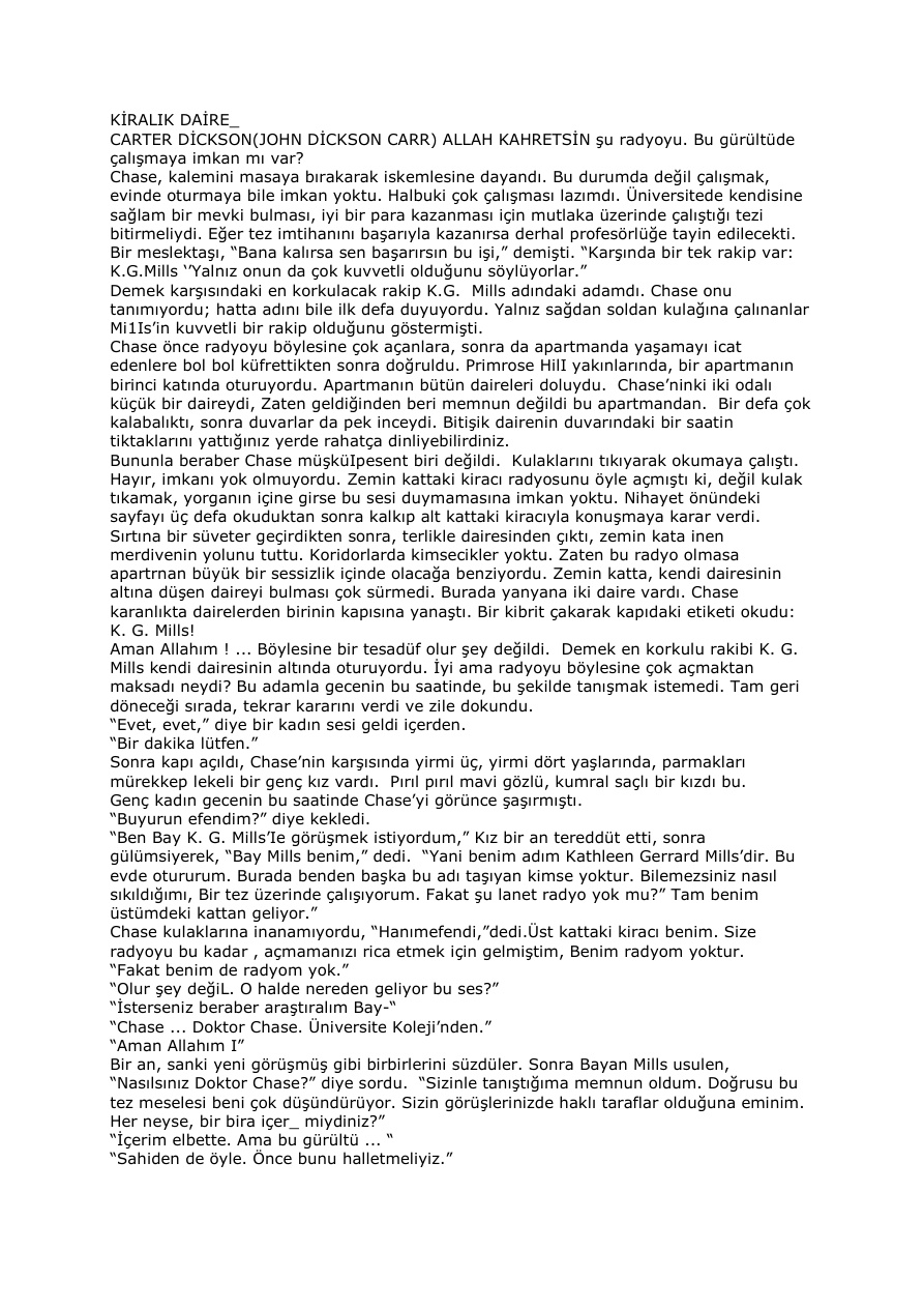Kiralık Daire PDF – John Dickson Carr