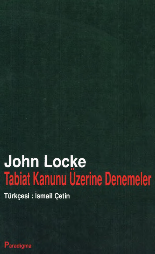 Tabiat Kanunu Üzerine Denemeler PDF – John Locke