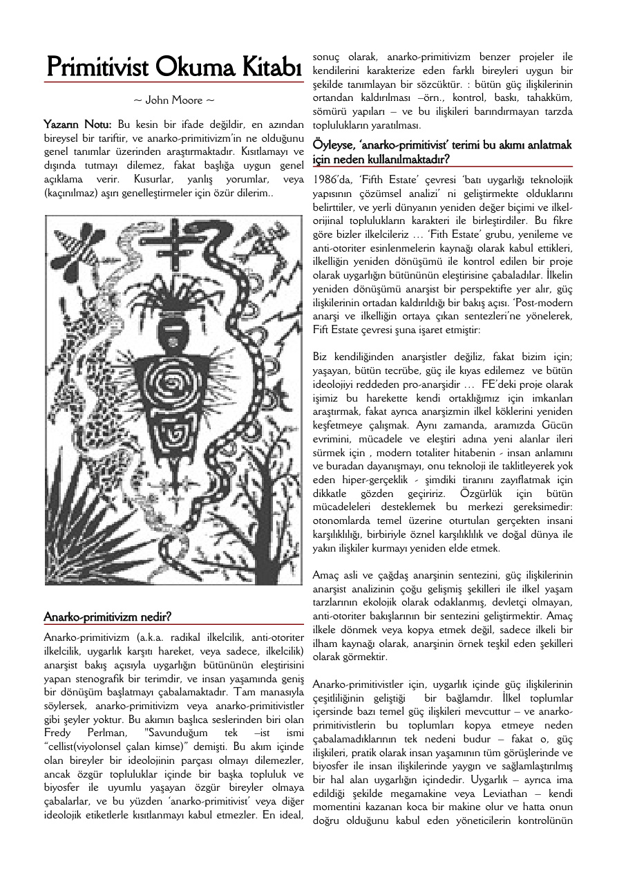 Primitivist Okuma Kitabı PDF – John Moore