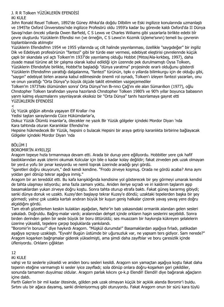 İki Kule (Yüzüklerin Efendisi 2) PDF – John Ronald Reuel Tolkien