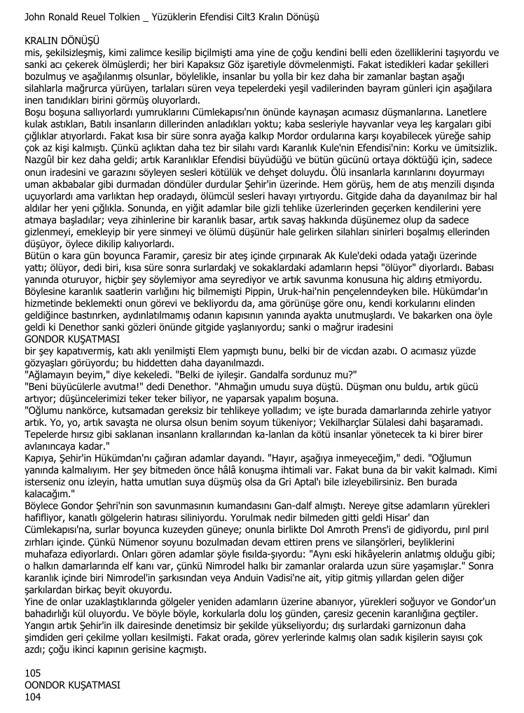 Kralın Dönüşü (Yüzüklerin Efendisi 3) PDF – John Ronald Reuel Tolkien