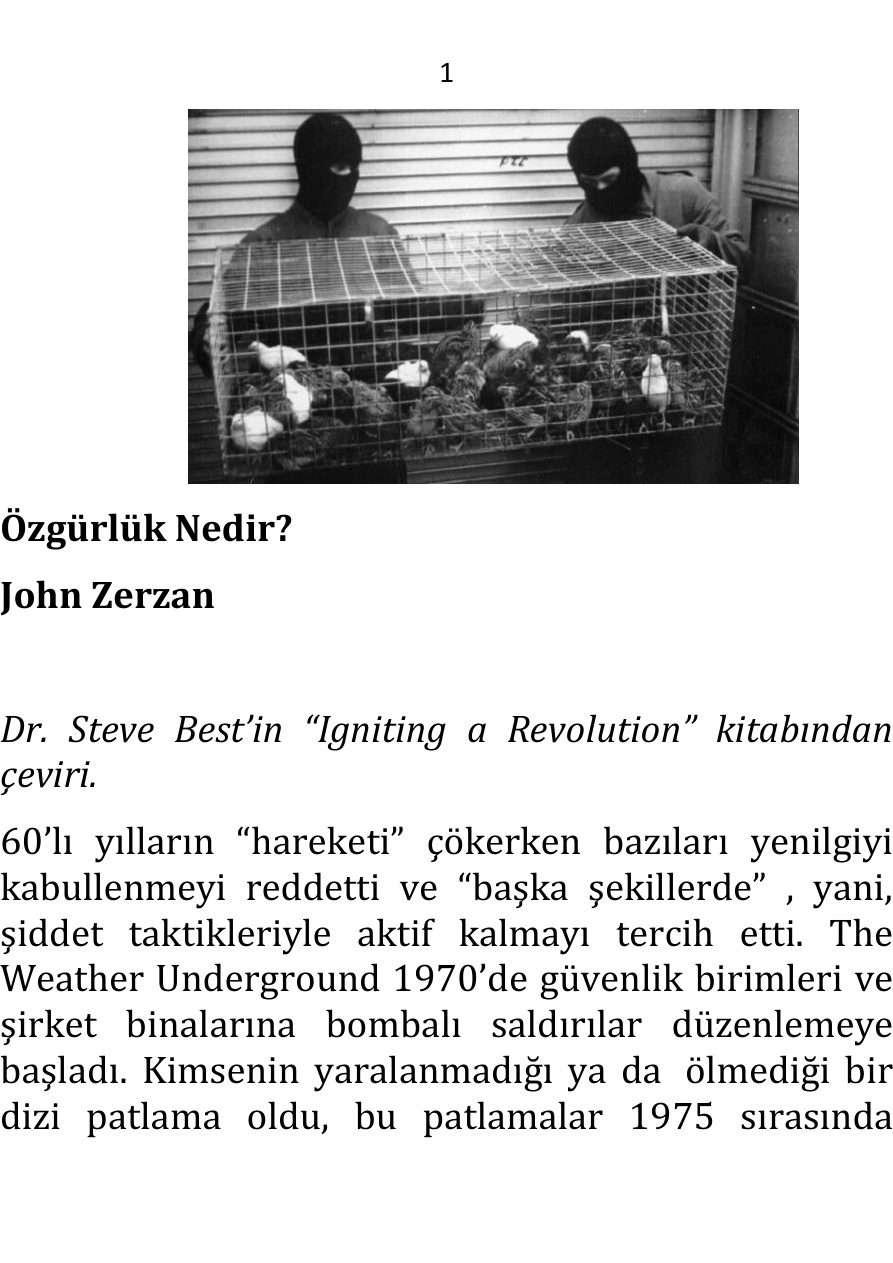 Özgürlük Nedir PDF – John Zerzan