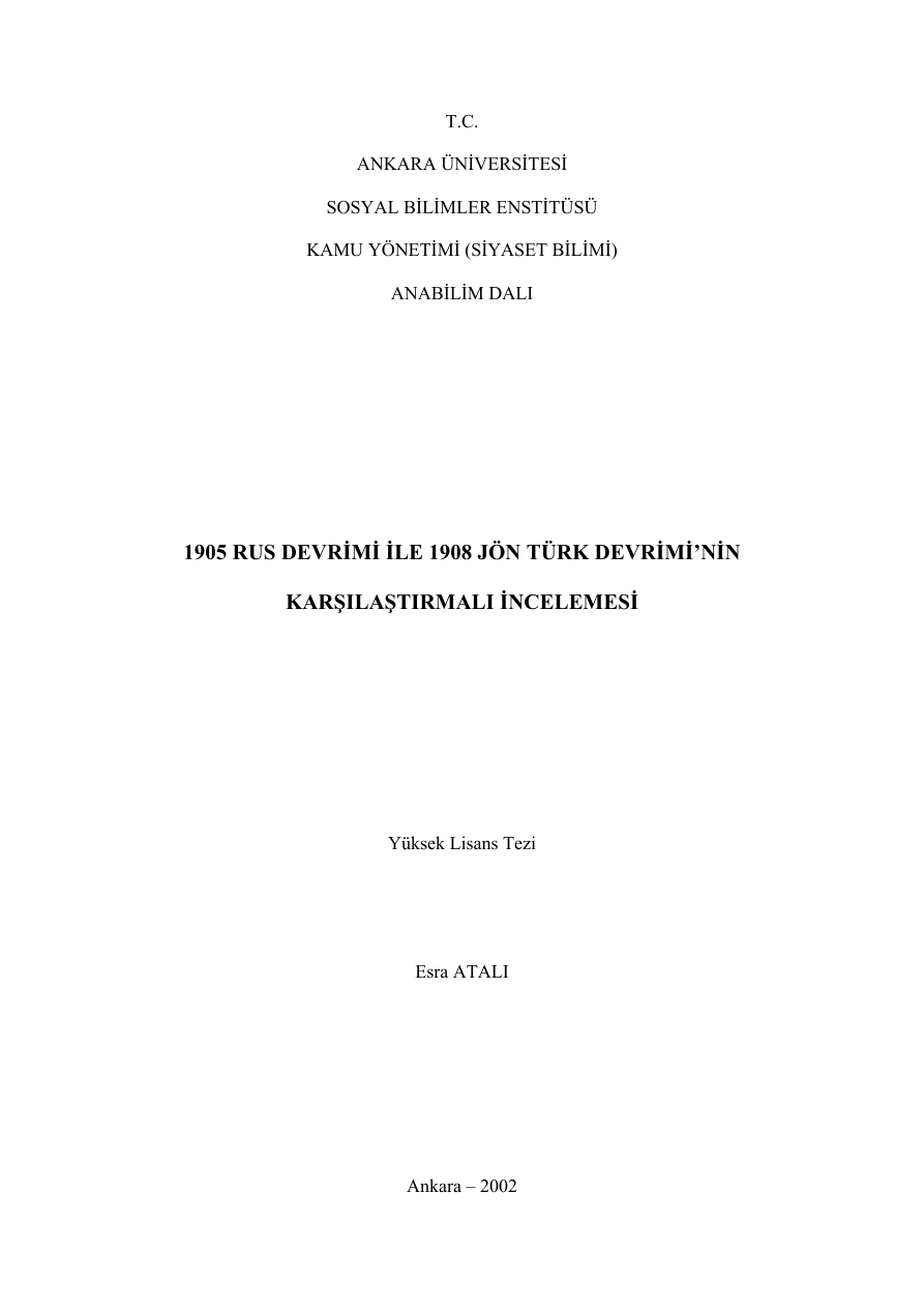 Jön Türk Devrimi ve Rus Devrimi Karşılaştırması PDF – Bilinmiyor (Akademik İnceleme)