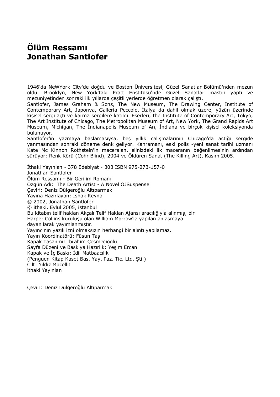Ölüm Ressamı PDF – Jonathan Santlofer