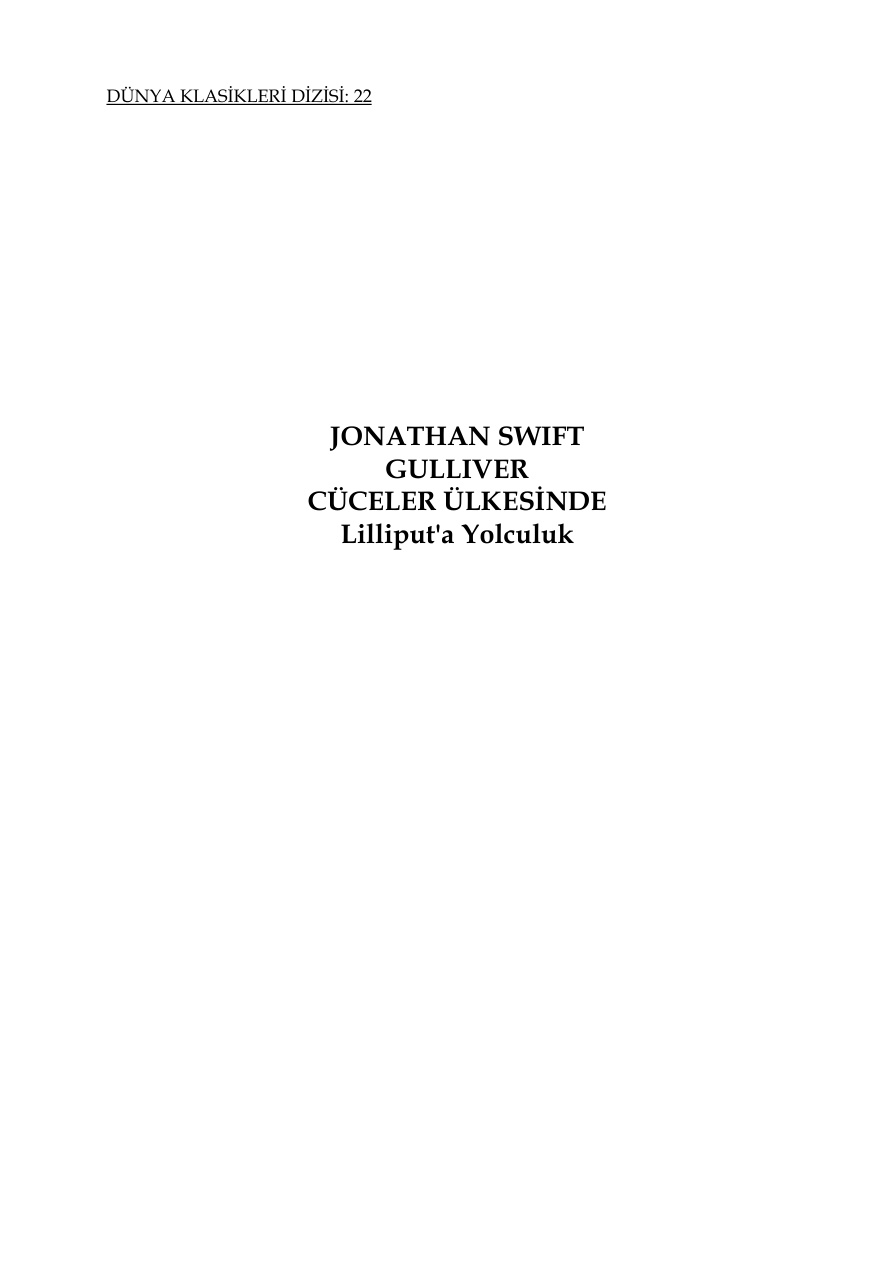 Gulliver Cüceler Ülkesinde PDF – Jonathan Swift