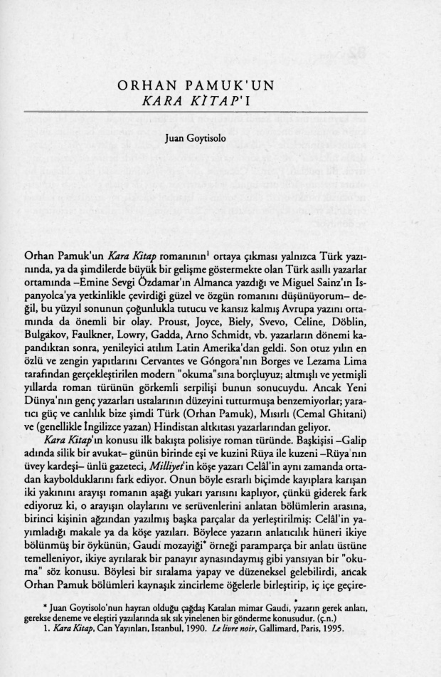 Orhan Pamuk’un Kara Kitap’ı PDF – Juan Goytisolo