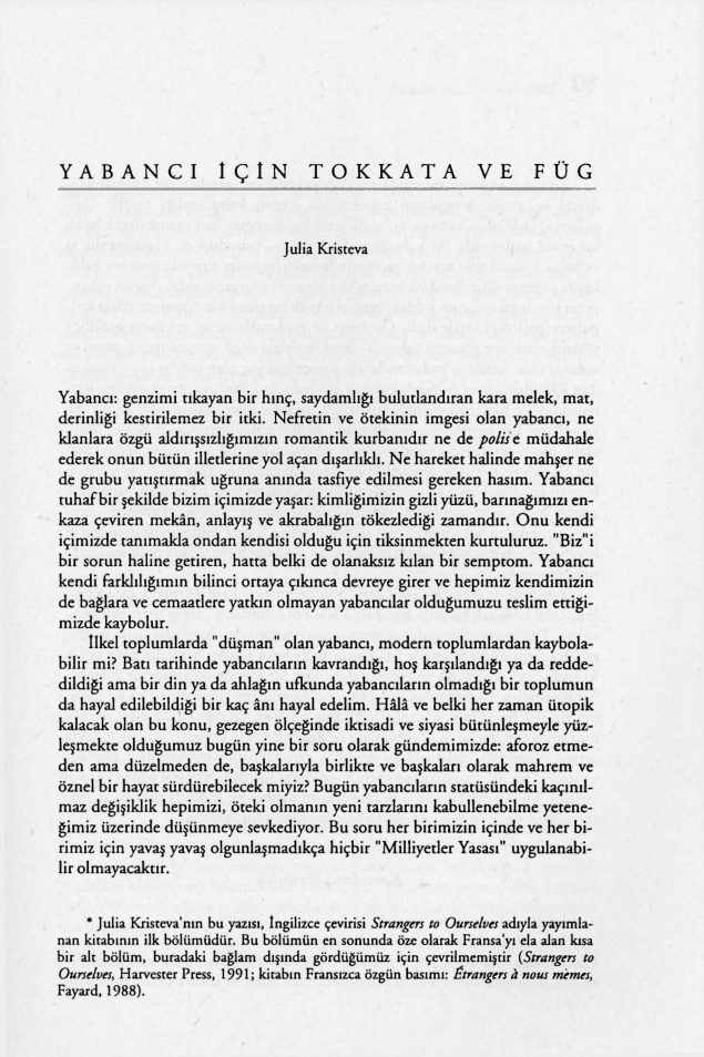 Yabancı için Tokkata ve Füg PDF – Julia Kristeva