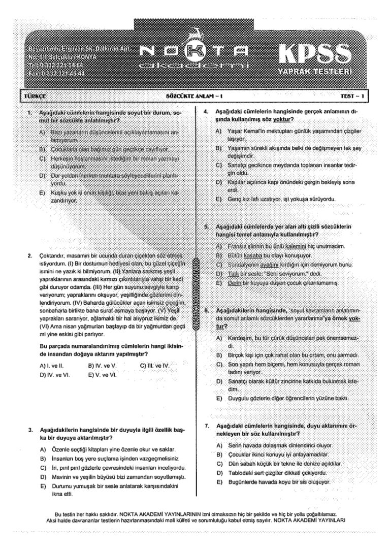 KARIŞIK YAPRAK TEST 15 kpss Kitap Kapağı