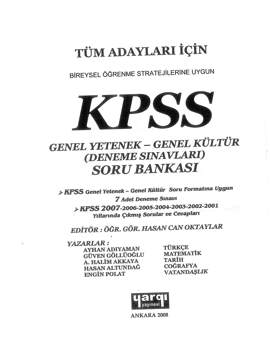 KARIŞIK YAPRAK TEST 3 (KPSS) PDF – Kolektif