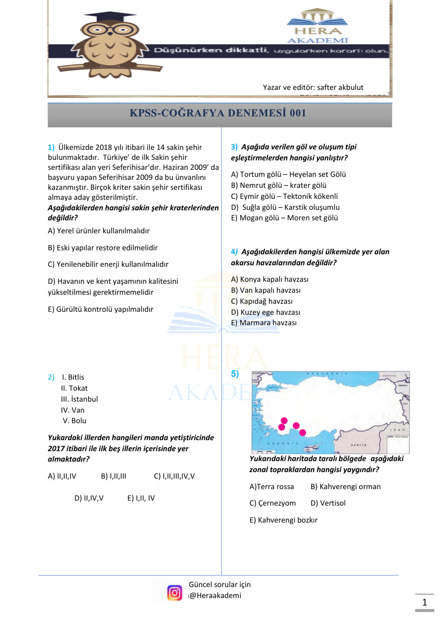 Coğrafya Denemesi: 001 PDF – Komisyon