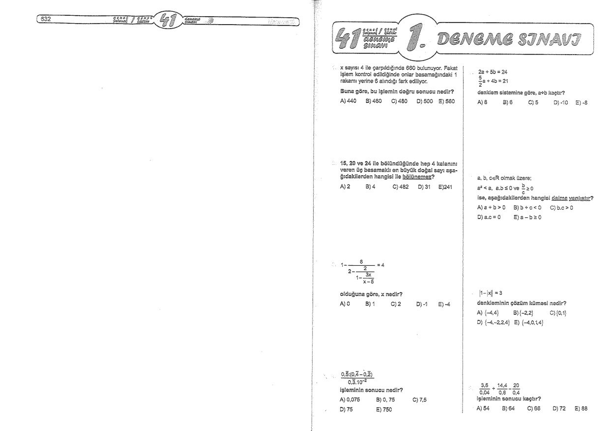 Matematik 21 Deneme PDF – Komisyon