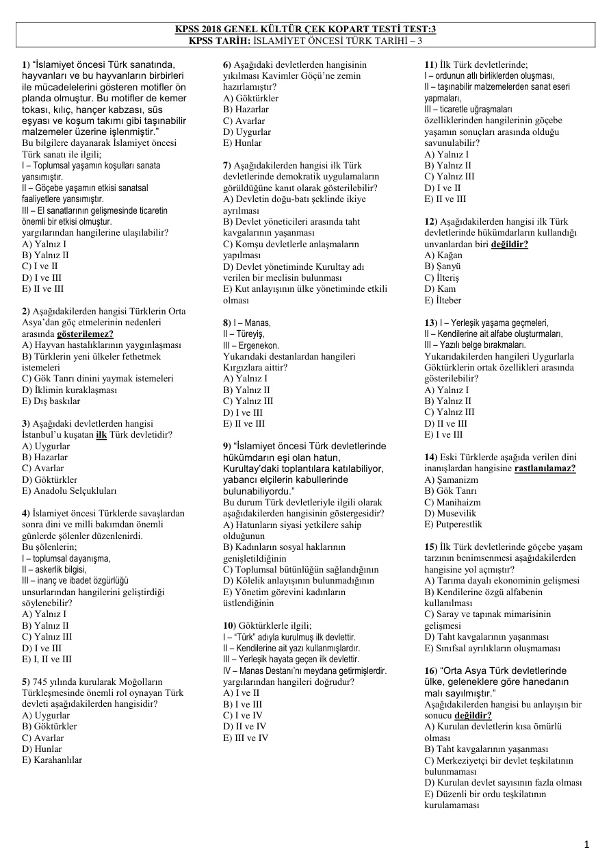 Tarih Test 3 PDF – Komisyon