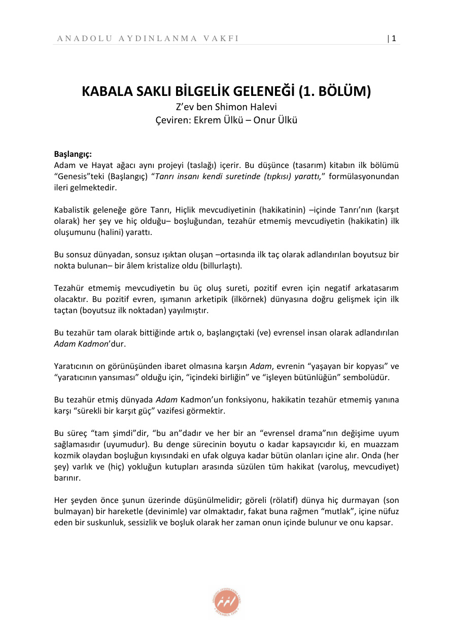 Kabala: Saklı Bilgelik Geleneği 1 PDF – Kolektif / Araştırma