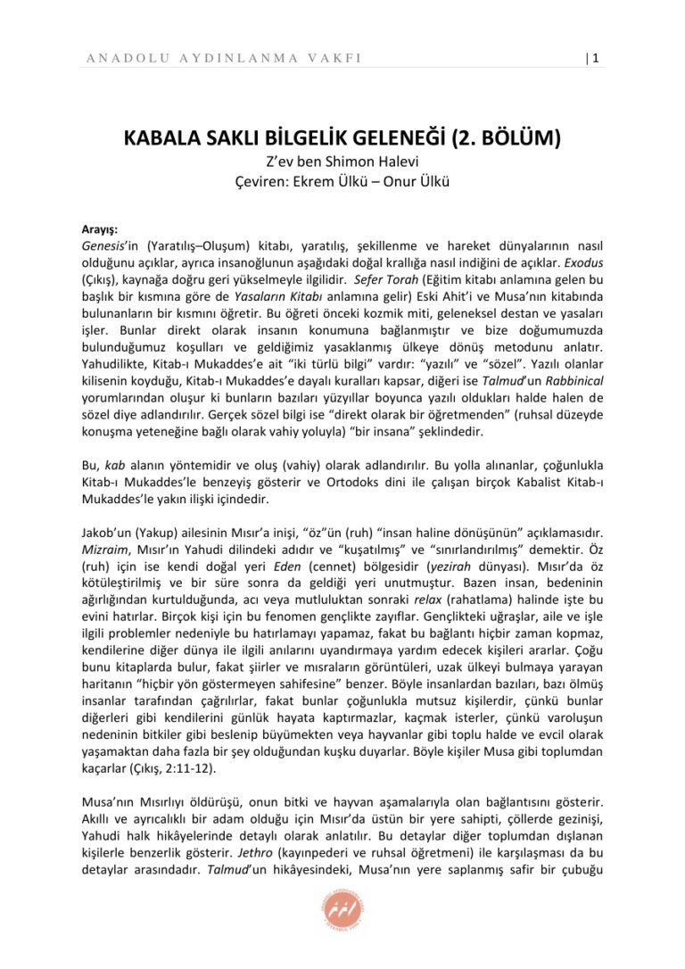 Kabala Saklı Bilgelik Geleneği 2 Kitap Kapağı