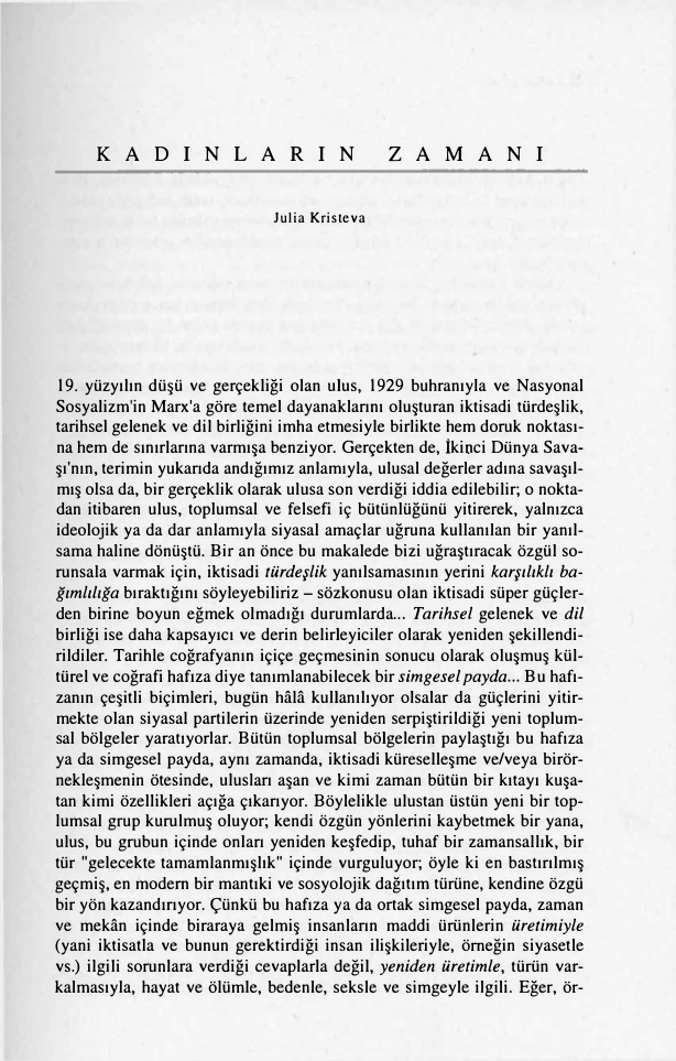 Kadınların Zamanı PDF – Julia Kristeva (Çev: İskender Savaşır)