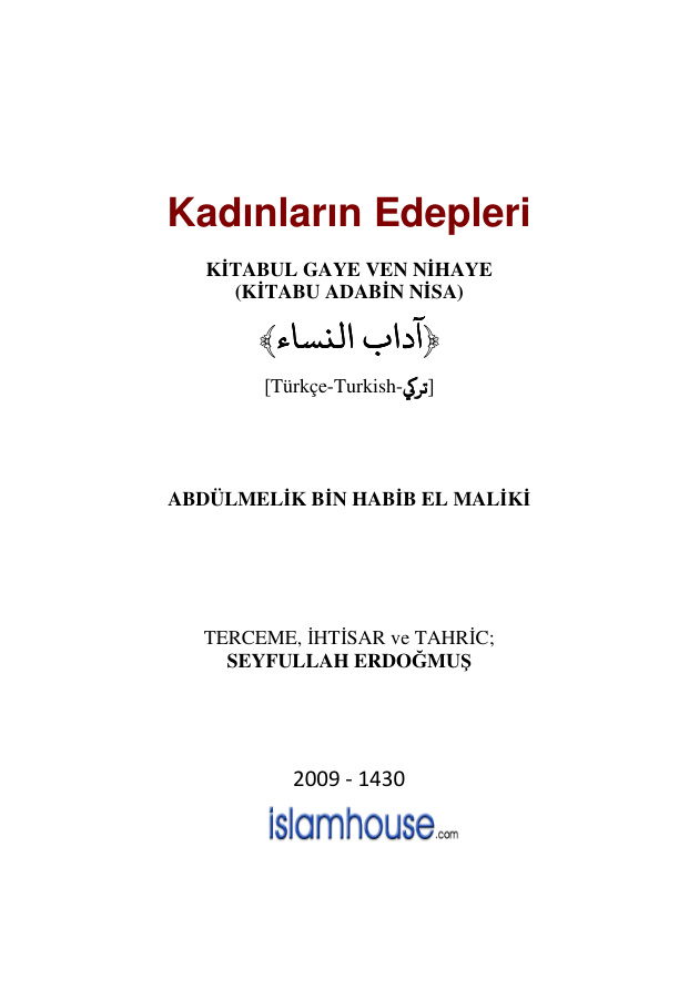 Kadınların Edepleri PDF – Ebu Abdulmümin el-Mıhçı