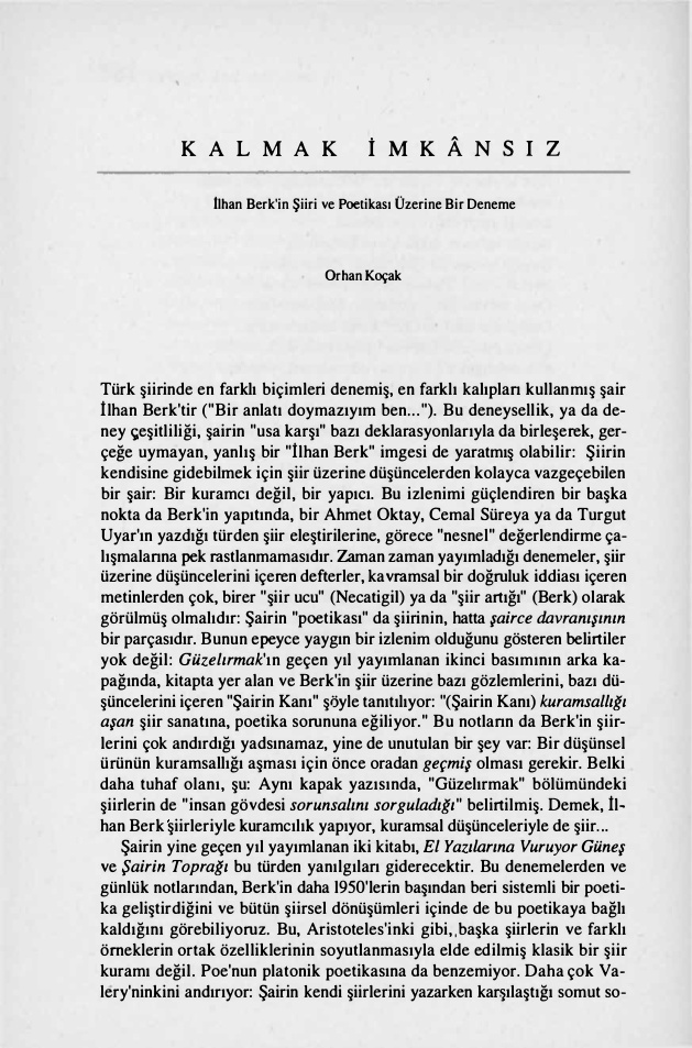 Kalmak İmkânsız PDF – Orhan Koçak